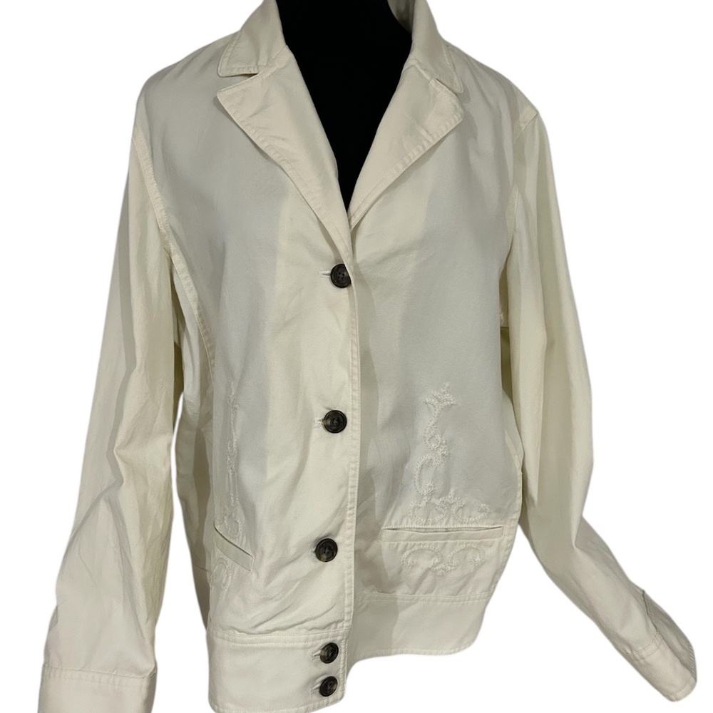Ralph Lauren Cream Blazer Jacket Cotton Womens Classic Lightweight